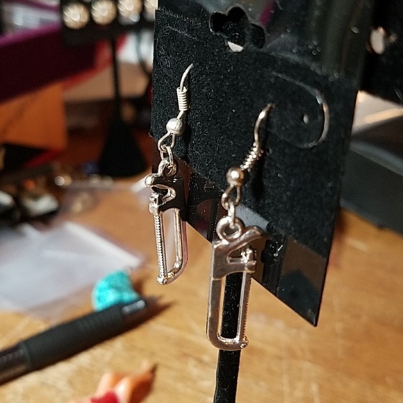 Hand Saw Tools Silver Tone Earrings - Picture 1 of 1